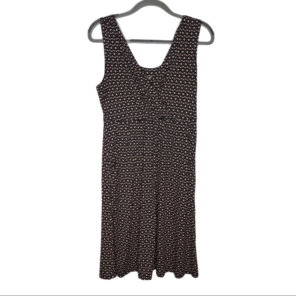 Garnet Hill geometric v-neck midi dress size M